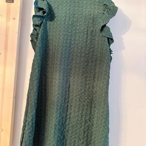 Girls' Ruffle Sleeve Textured Dress - Green